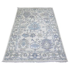 4'x6' Ivory, Extra Soft Wool Hand Knotted, Afghan Angora Oushak Rug
