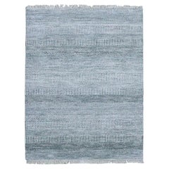 4
x6
 Elfenbein, handgeknüpftes modernes Gras-Design, Gabbeh Teppich aus Wolle und Seide