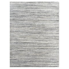 4x6 Ivory Hand-Knotted Wool Subtle Linear Texture Geometric Modern Carpet Rug