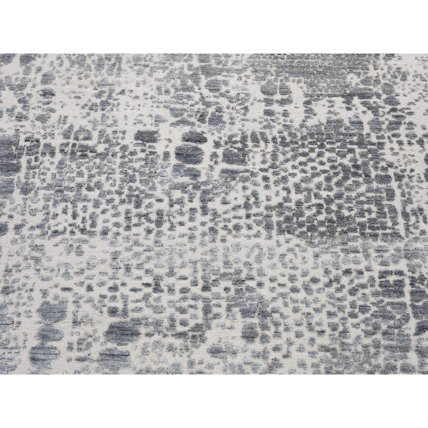 4'x6' Marfil, Diseño Moderno, Alfombra Anudada a Mano de Seda con Base Vegetal y Lana Siglo XXI y contemporáneo en venta