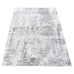 4'x6' Ivory, Modern Design, Hand Knotted Plant Based Silk with Wool Rug