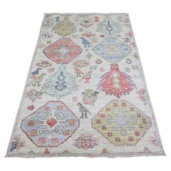 4'x6' Ivory Wool Hand Knotted Anatolian Village Inspired Oriental Rug