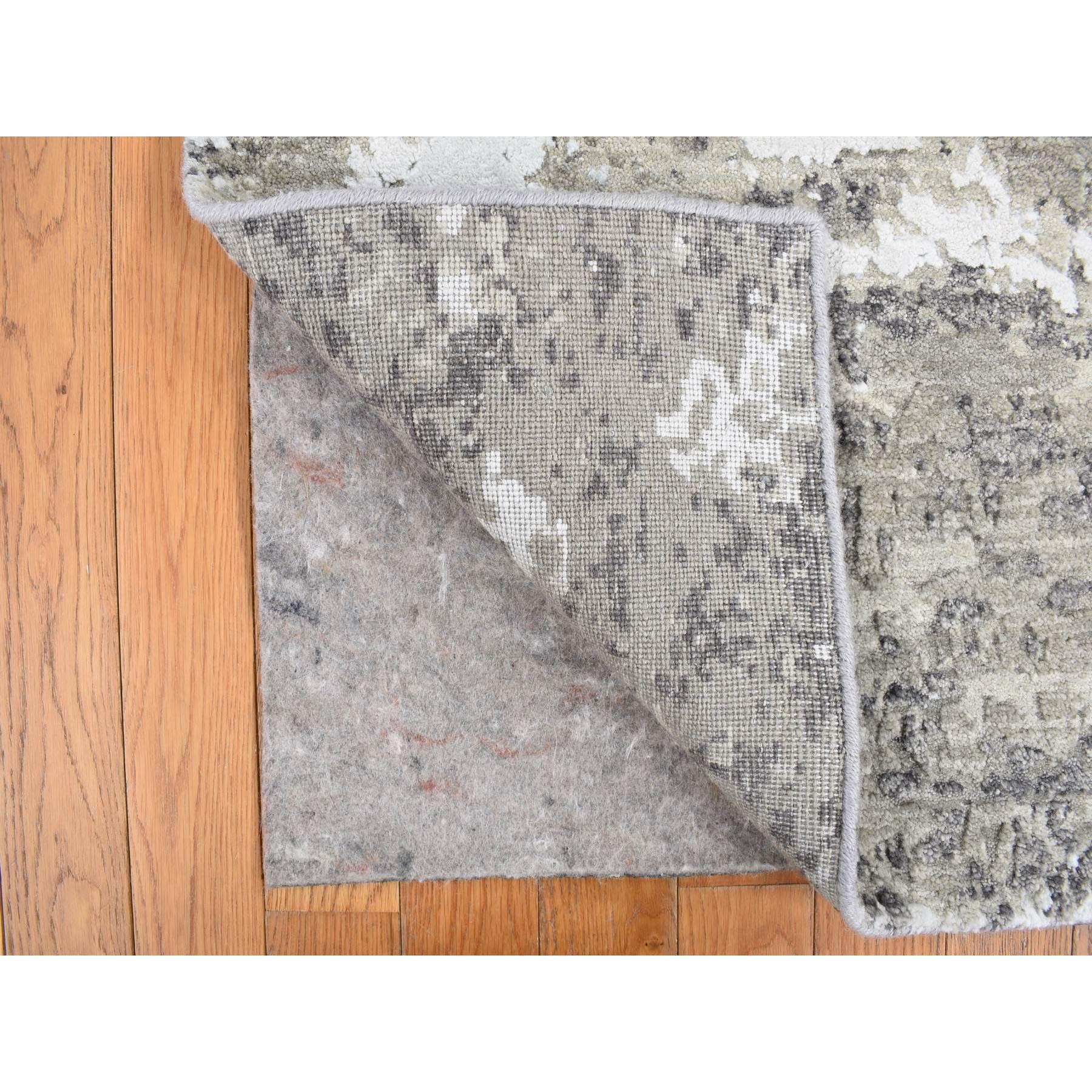 Indien 4'x6' Laurel Green Abstract Galaxy Design Wool Tapis noué à la main en vente