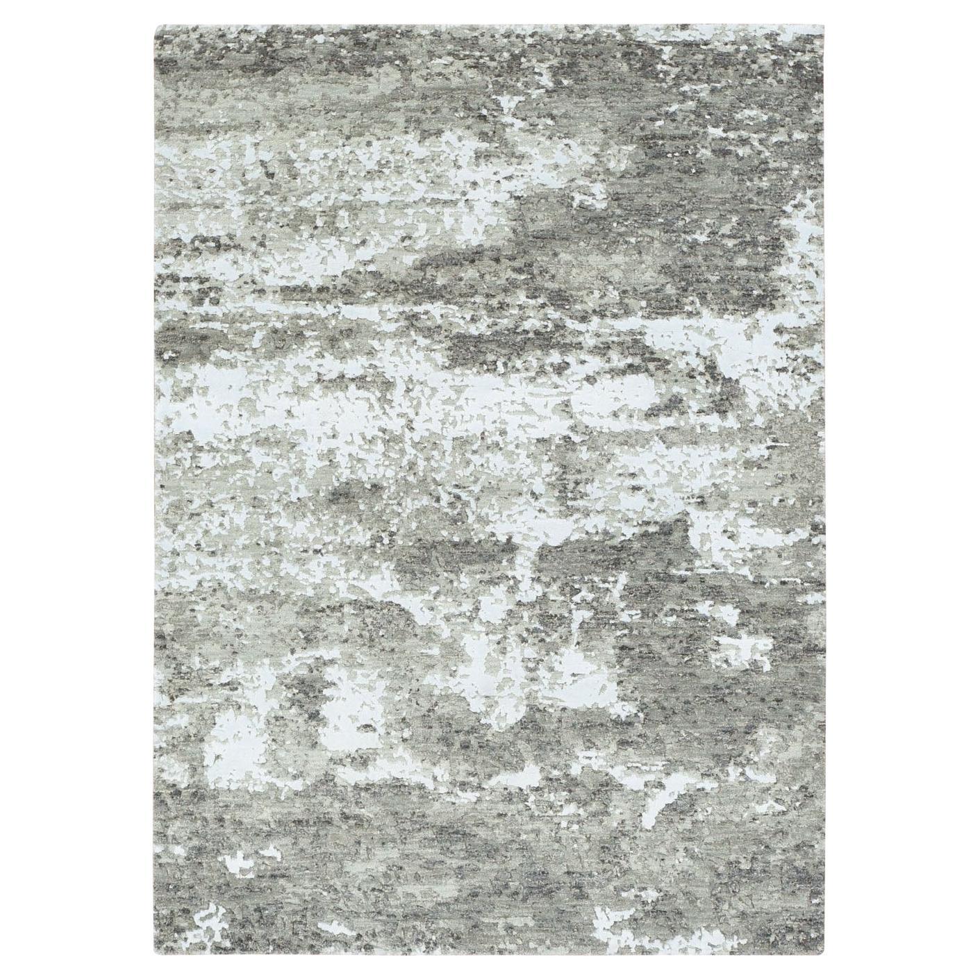 4'x6' Laurel Green Abstract Galaxy Design Wool Tapis noué à la main en vente