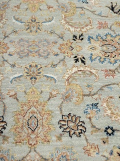 4x6 Light Green Ivory Oushak Wool Rug Hand knotted Floral Rug ( G - 13522 )