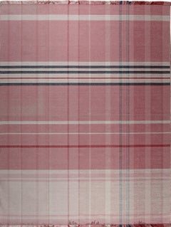 4x6 Maya Giselle Coral Plaid Geometric Kilim Modern Flatweave Wool Carpet Rug