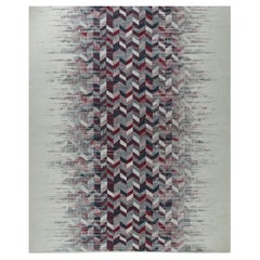 4x6 Multicolor Hand-Knotted Wool Faded Chevron Cascade Geometric Carpet Rug