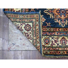 4'x6' Bleu marine Afghan Super Kazak Medallions Design Tapis de laine noué à la main