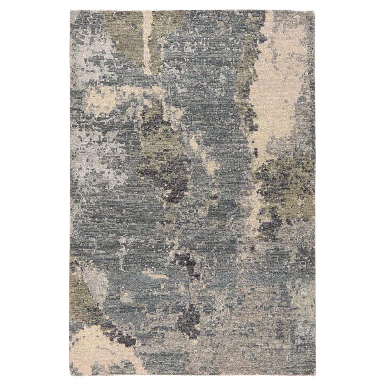 4'x6' Nevada Gray Galaxy Design 100% Wool Hand Knotsted Oriental Rug