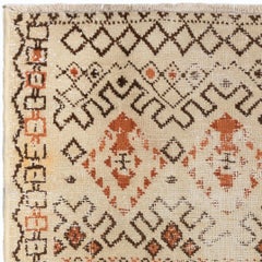 4'x6' One of a kind Vintage Handmade Turkish Rug in Beige, Orange & Brown Colors