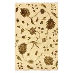 4
x6
Pergament Weiß Botanisches Design Halb Wolle und Halb Seide Orientteppich