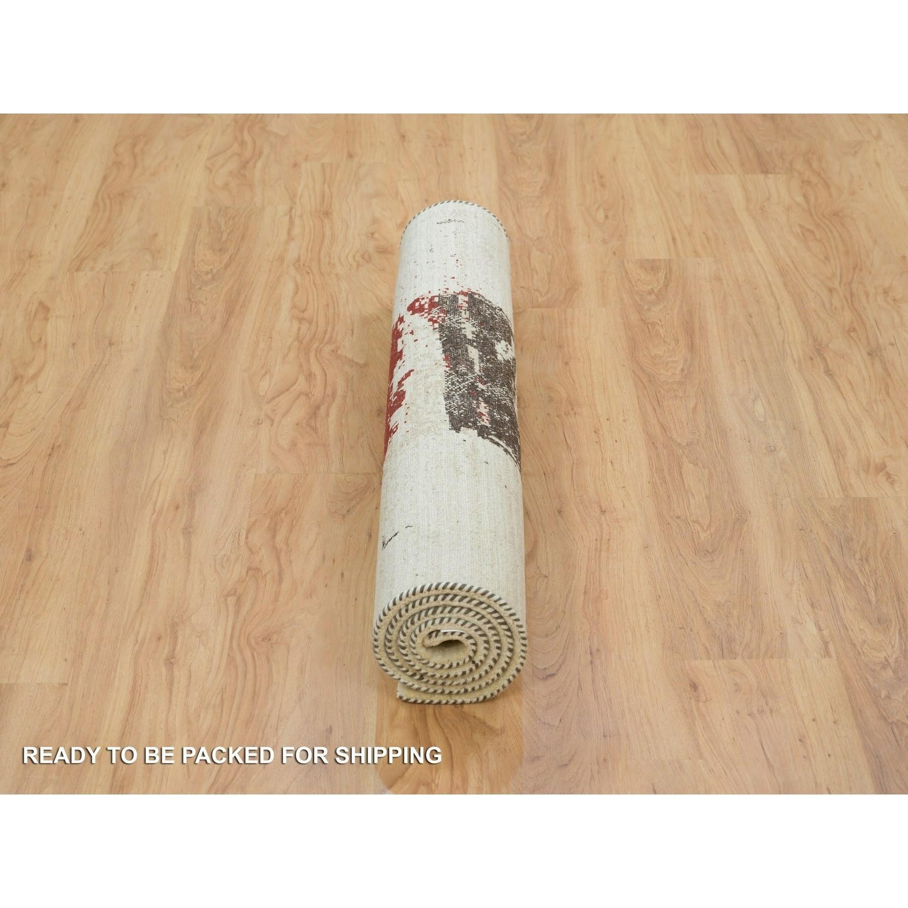 4'x6' Pergament Weißer Lori Buft Gabbeh Handgeknüpfter orientalischer Teppich aus Wolle (21. Jahrhundert und zeitgenössisch) im Angebot