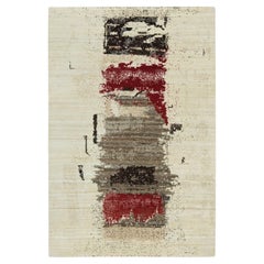 4'x6' Parchment White Lori Buft Gabbeh Wool Tapis oriental noué à la main