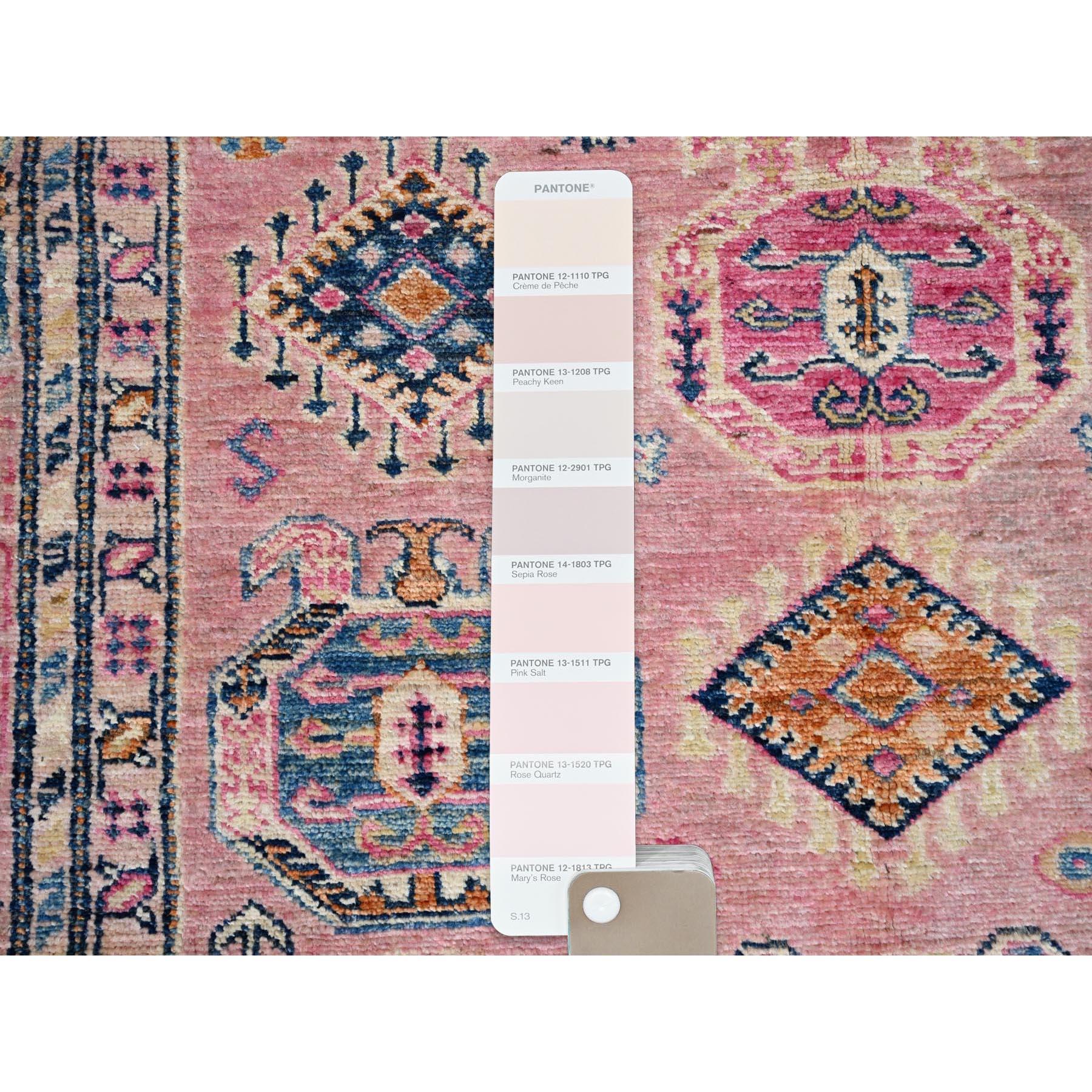 Hand-Knotted 4'x6' Pink Salt Vegetable Dyes Dense Weave Organic Wool Hand Knotted Afghan Rug For Sale