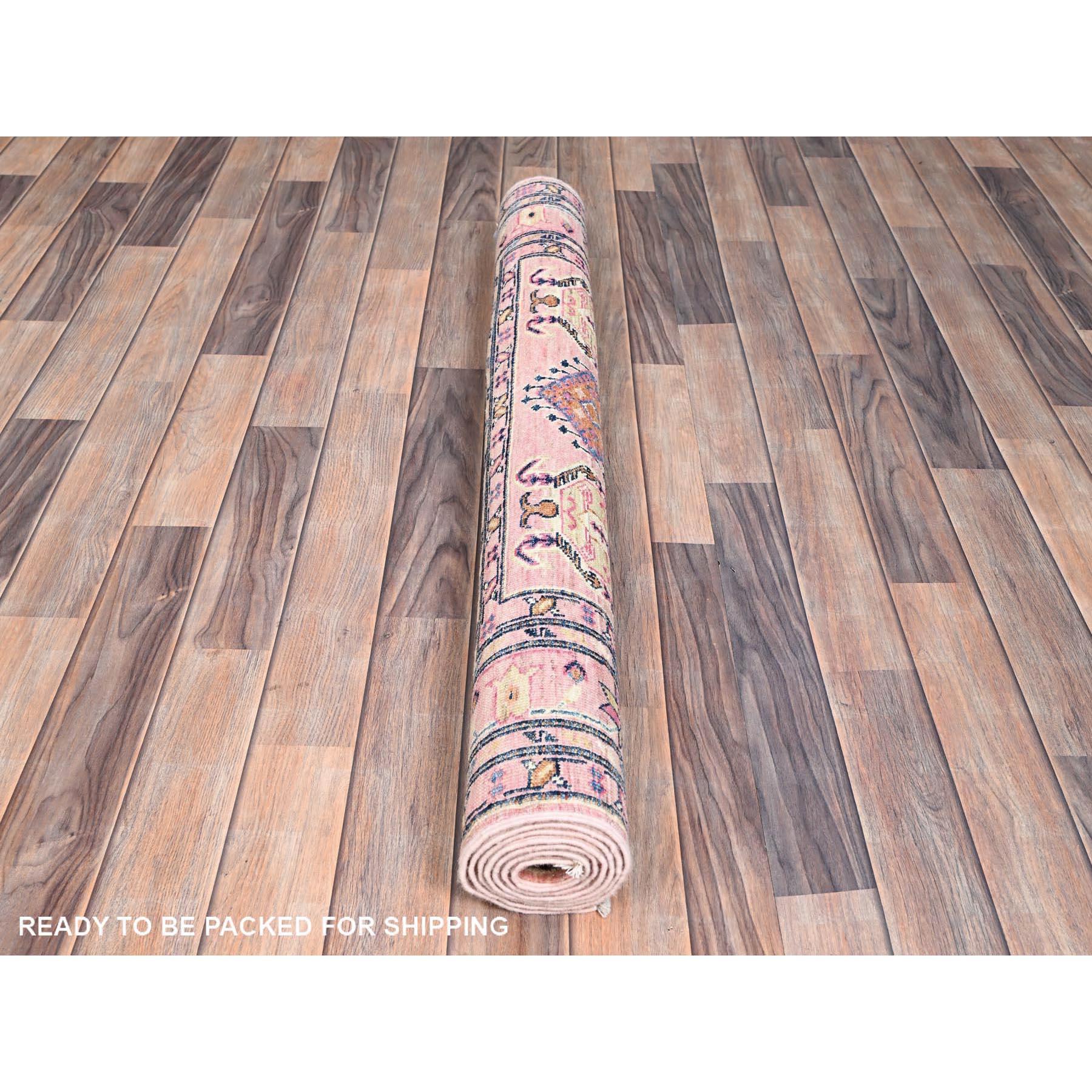 4'x6' Pink Salt Vegetable Dyes Dense Weave Organic Wool Hand Knotted Afghan Rug In New Condition For Sale In Carlstadt, NJ