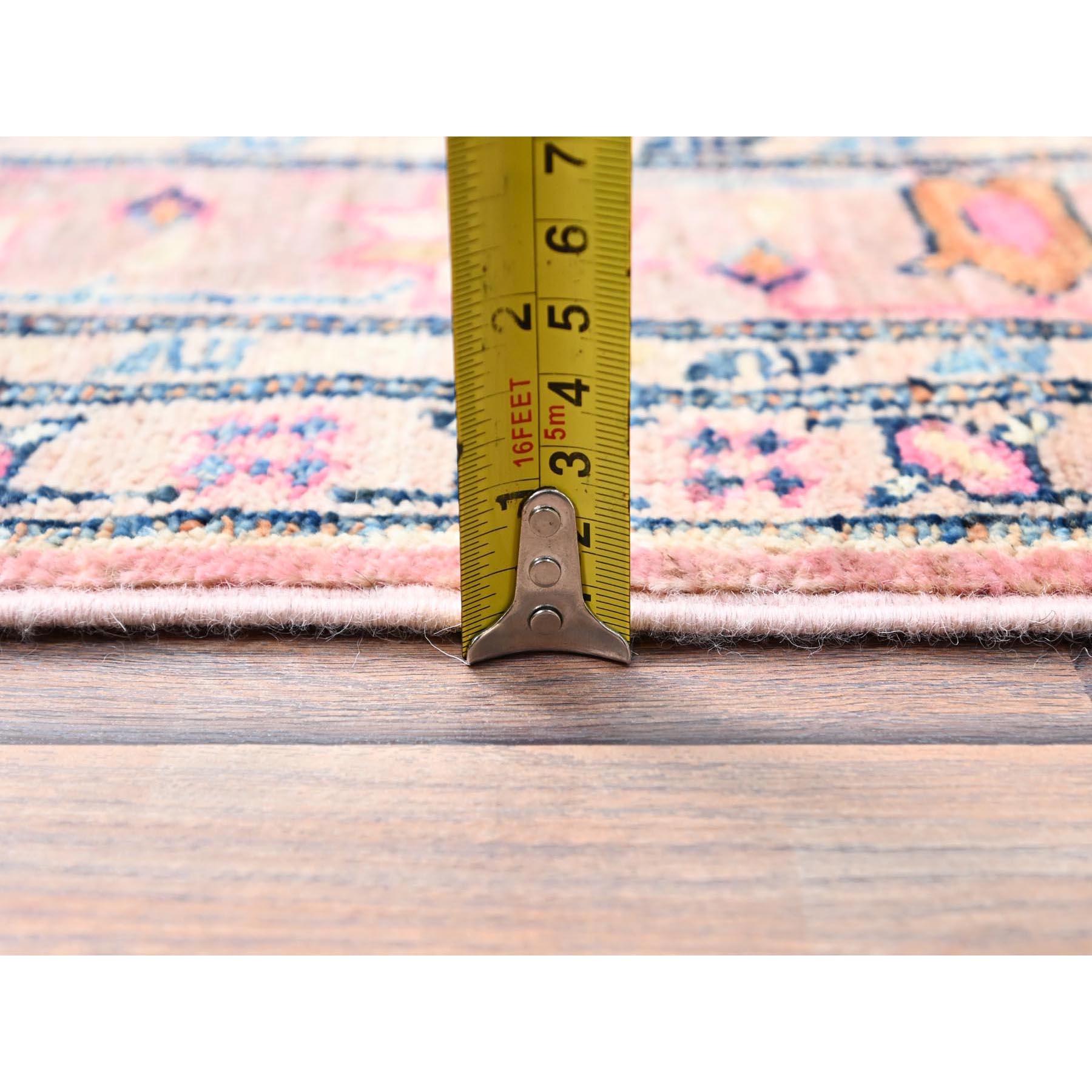 Contemporary 4'x6' Pink Salt Vegetable Dyes Dense Weave Organic Wool Hand Knotted Afghan Rug For Sale