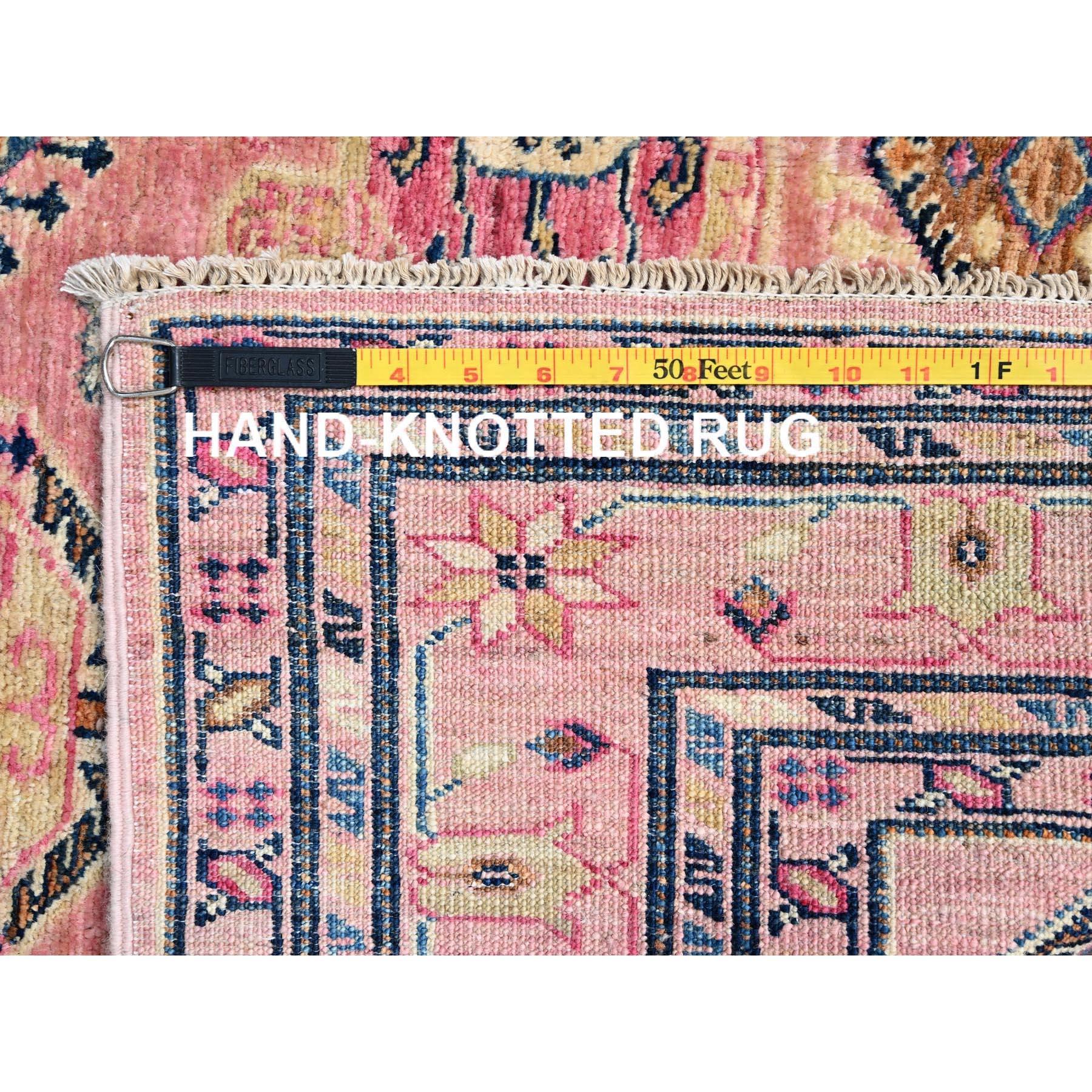 4'x6' Pink Salt Vegetable Dyes Dense Weave Organic Wool Hand Knotted Afghan Rug For Sale 1