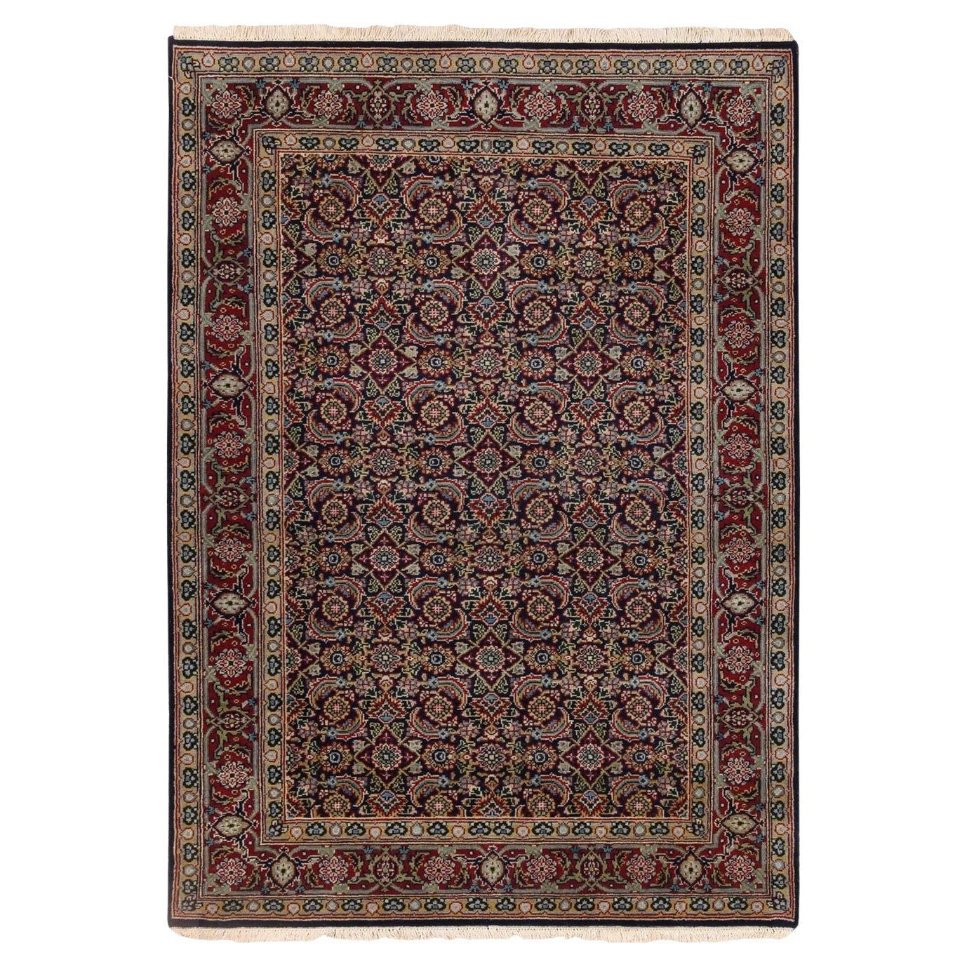 4'x6' Pitch Noir Laine Nouvelle-Zélande All Over Herat Design Rugs noués à la main