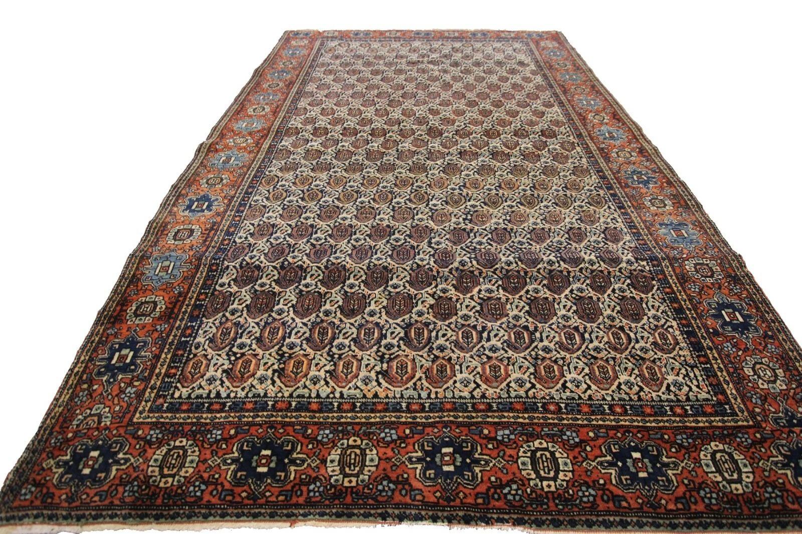 4x6 Rara Alfombra Persa Antigua Sarouk Farahan 130cm x 188cm Alfombra Geométrica c.1890 en venta 4