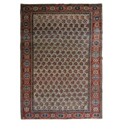 4x6 Rara Alfombra Persa Antigua Sarouk Farahan 130cm x 188cm Alfombra Geométrica c.1890