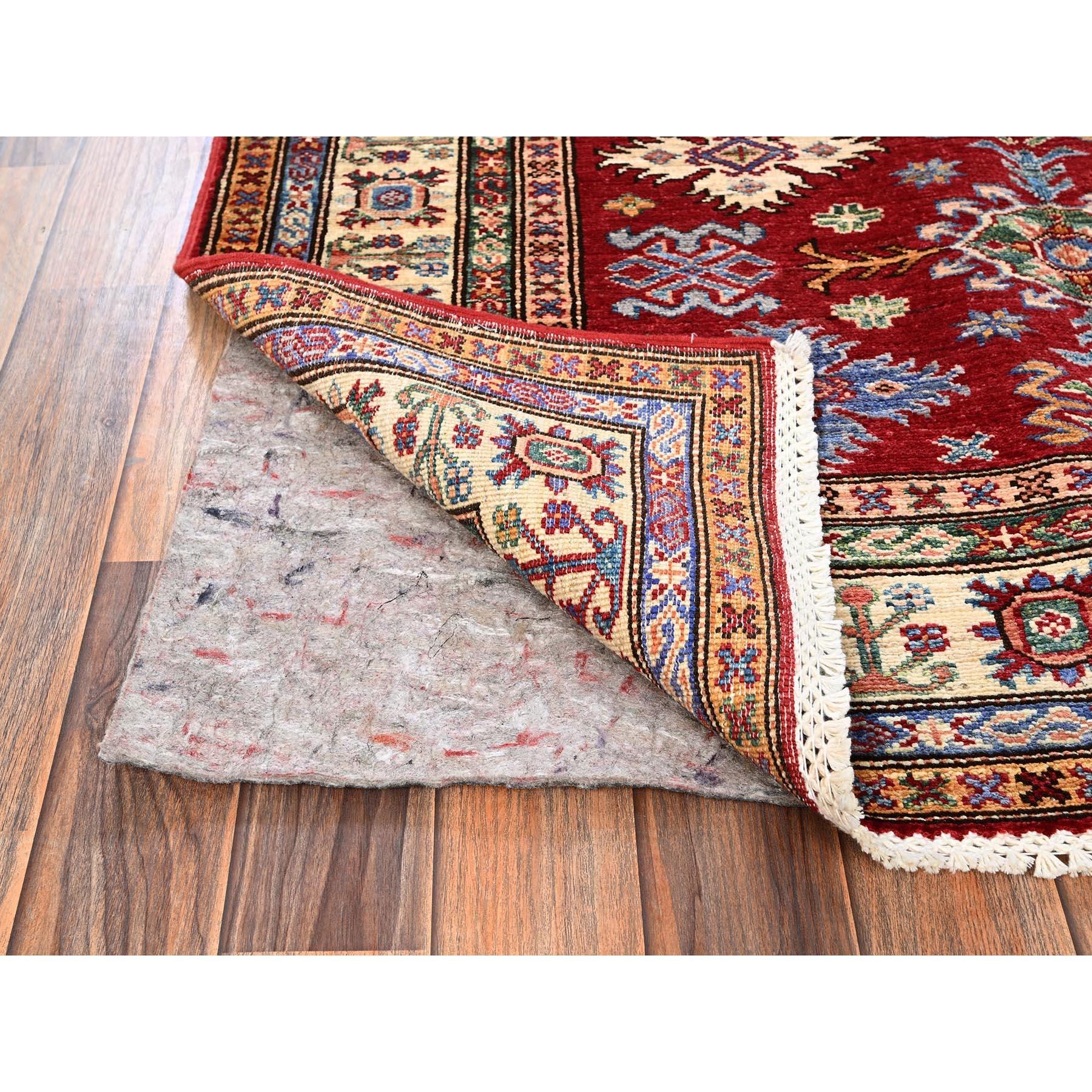 4'x6' Red Afghan Super Kazak Medallions Design Hand Knotted Pure Wool Rug Afgano en venta