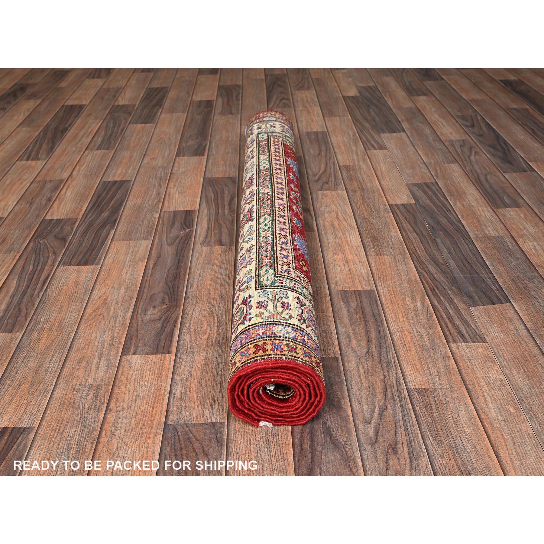 4'x6' Red Afghan Super Kazak Medallions Design Hand Knotted Pure Wool Rug en Nuevo estado para la venta en Carlstadt, NJ