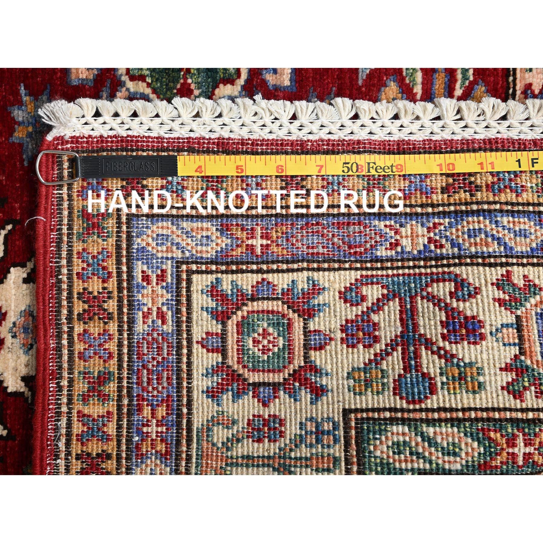 4'x6' Red Afghan Super Kazak Medallions Design Hand Knotted Pure Wool Rug Lana en venta