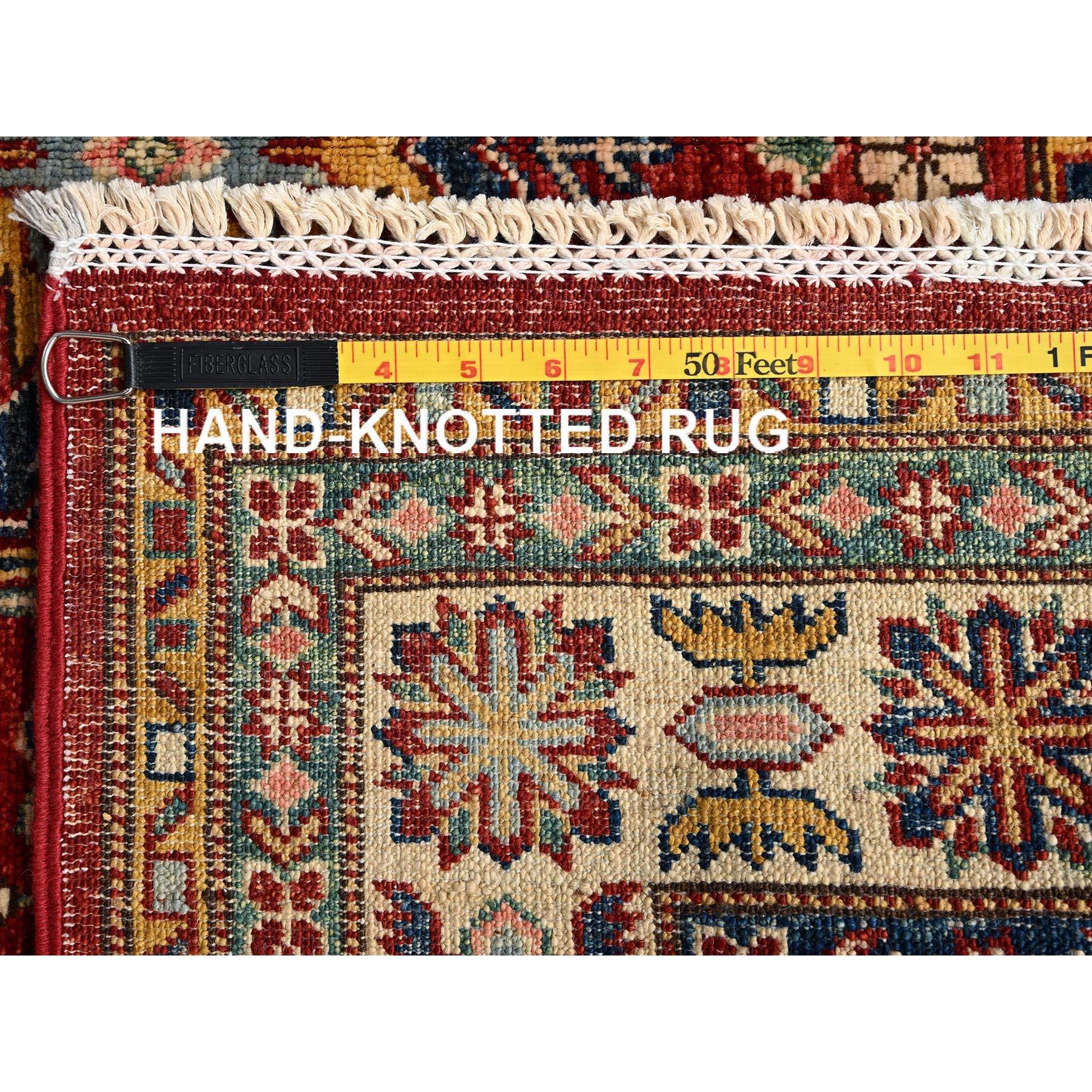 4'x6' Red Afghan Super Kazak with Medallions Design Hand Knotted Wool Rug For Sale 2