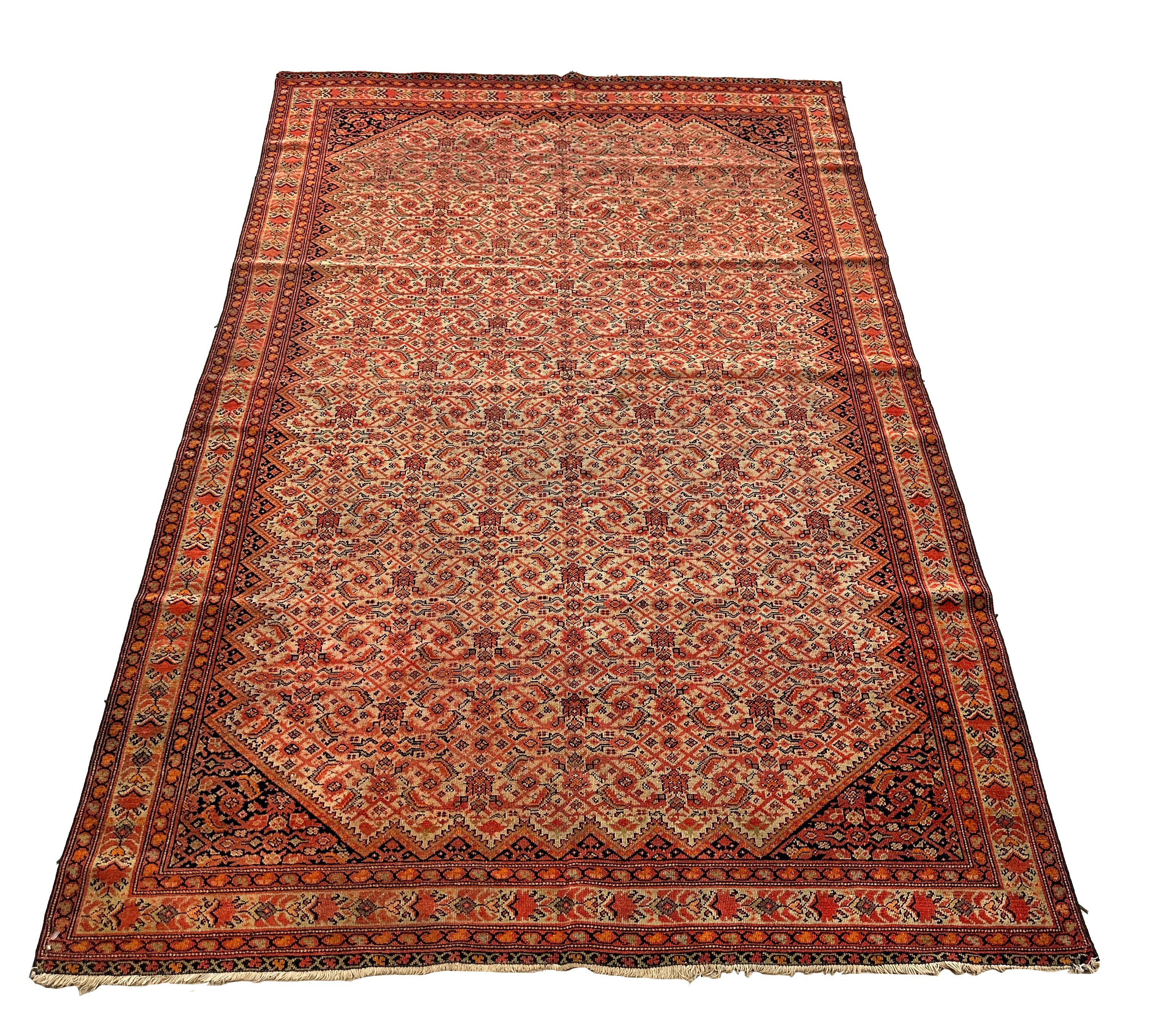 4x6 Roter und orangefarbener persischer Akzent-Teppich (Persisch) im Angebot