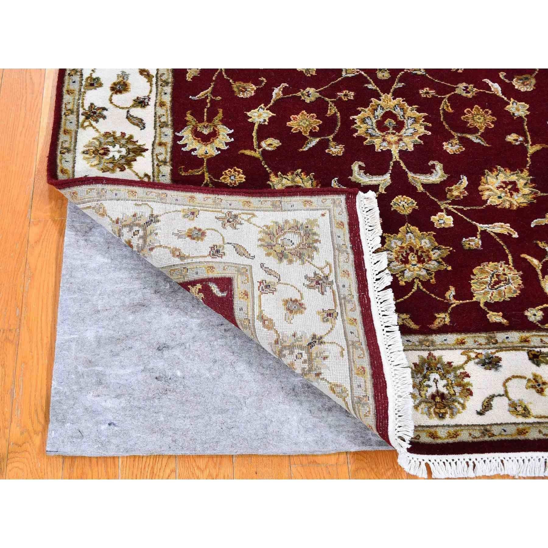 Indiano Tappeto orientale 4'x6' rosso metà lana e metà seta Rajasthan annodato a mano in vendita