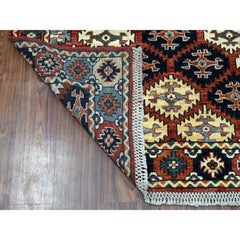 4'x6' Red Hand Knotted Afghan Ersari All Over Design Pure Wool Oriental Rug