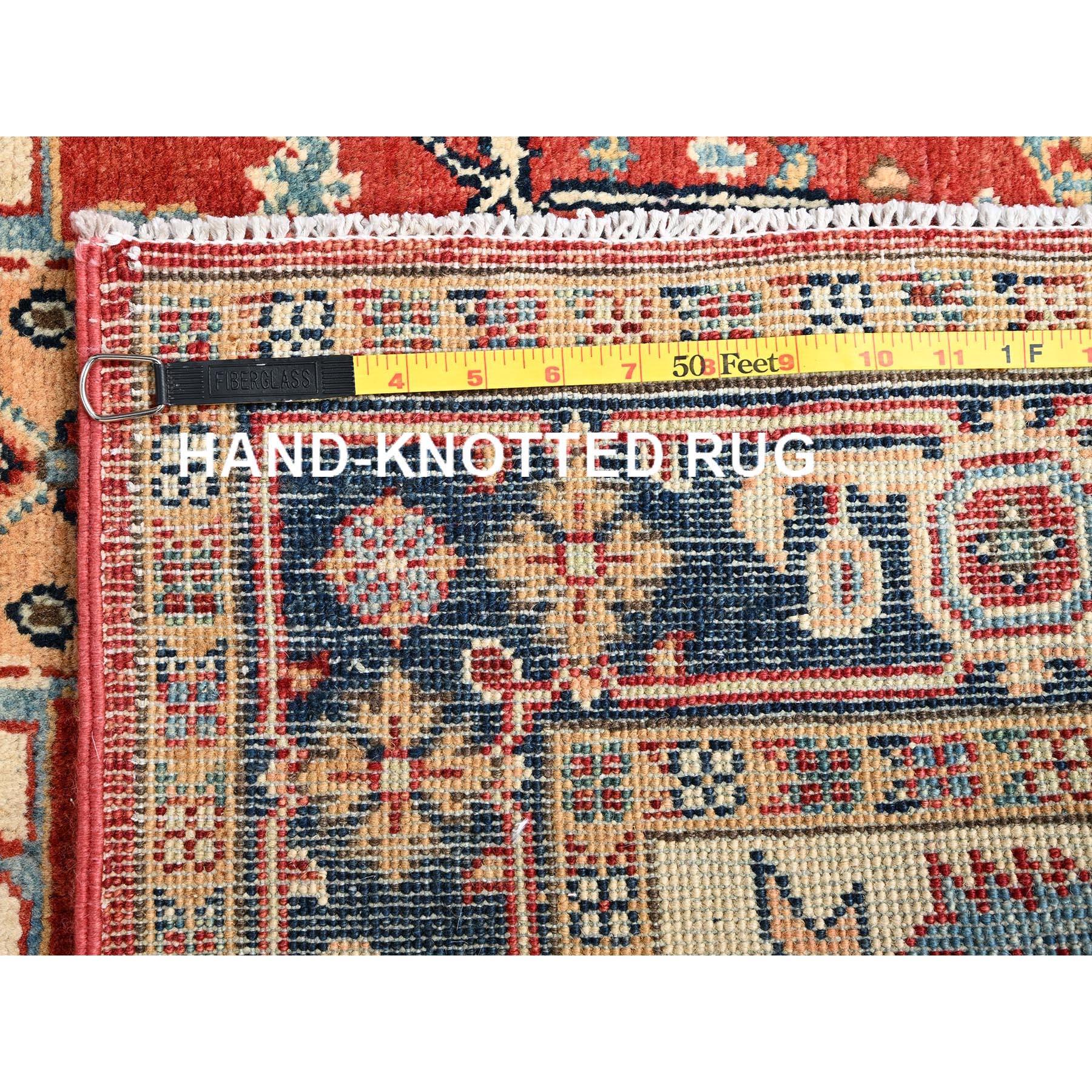 4'x6' Red Hand Knotted Afghan Peshawar with Serapi Heriz Design Wool Rug Lana en venta