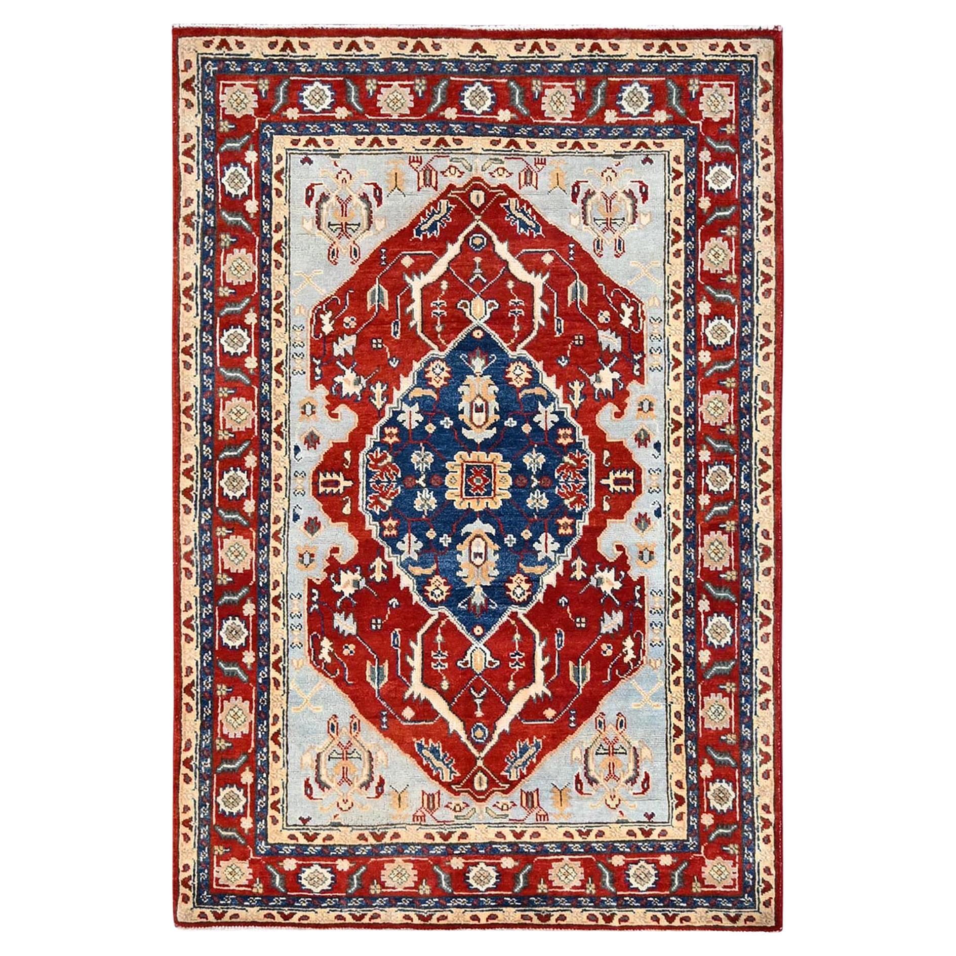4'x6' Red Serapi Heriz Design Soft Wool Hand Knotted Oriental Rug For Sale