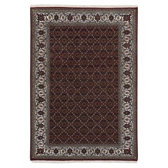 Tappeto 4'x6' Rich Red annodato a mano in morbida lana 175 KPSI Herati