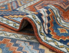 4x6 Rust Hand Knotted Oushak Wool Rug For Bedroom ( JC - 15859 )