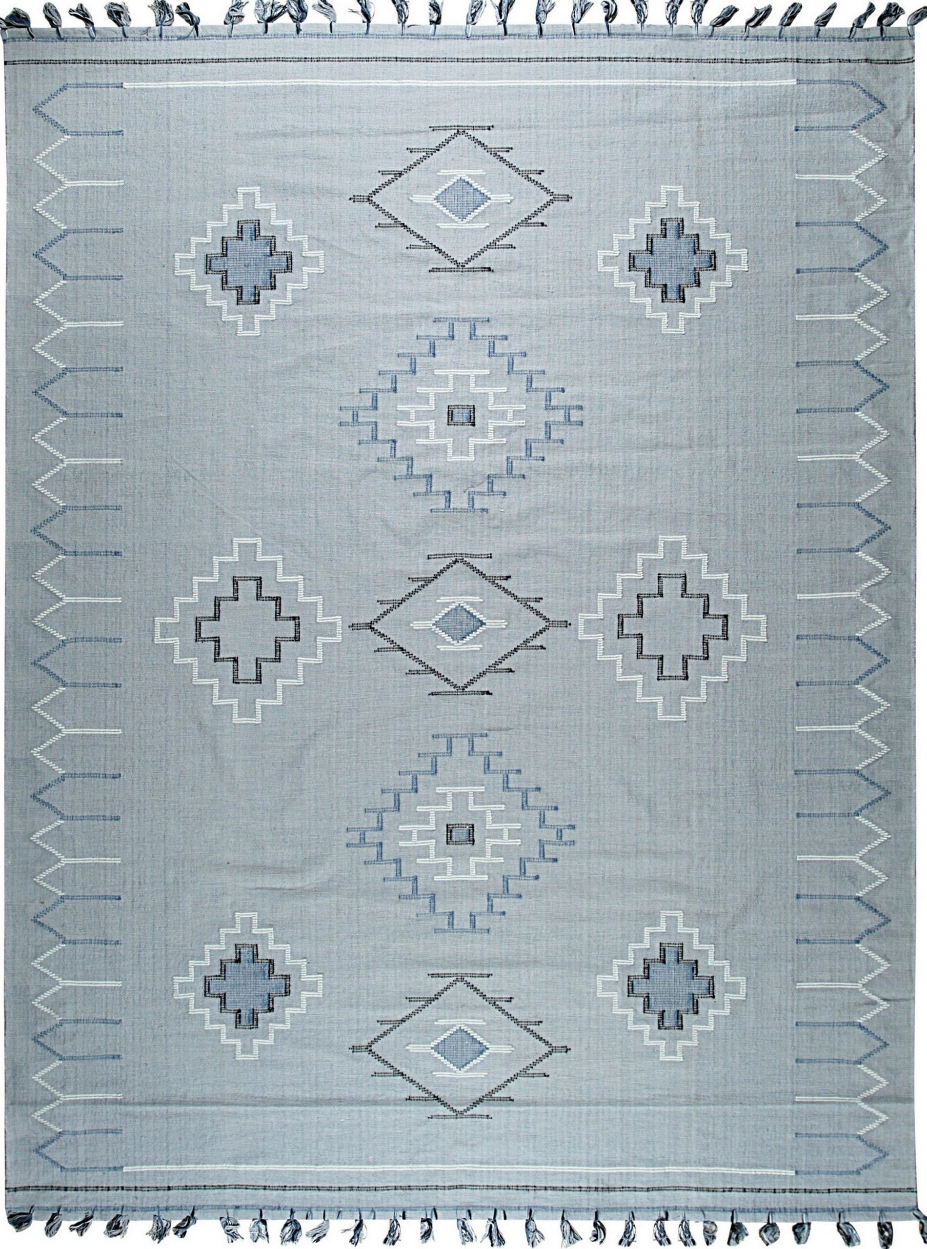 4x6 Rustic Penelope Silver Kilim Geometric Modern Flatweave Cotton Carpet Rug