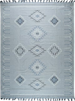 4x6 Rustic Penelope Silver Kilim Geometric Modern Flatweave Cotton Carpet Rug