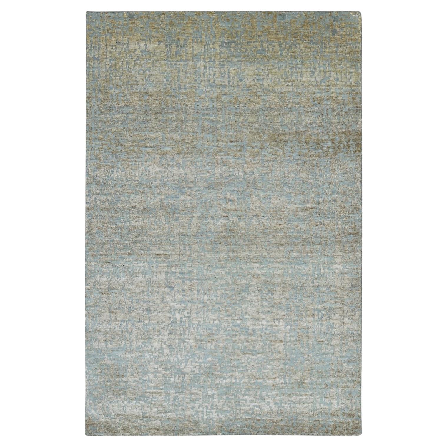 4'x6' Sand Brown Contemporary Design Hand Knotted Textured Wool and ...