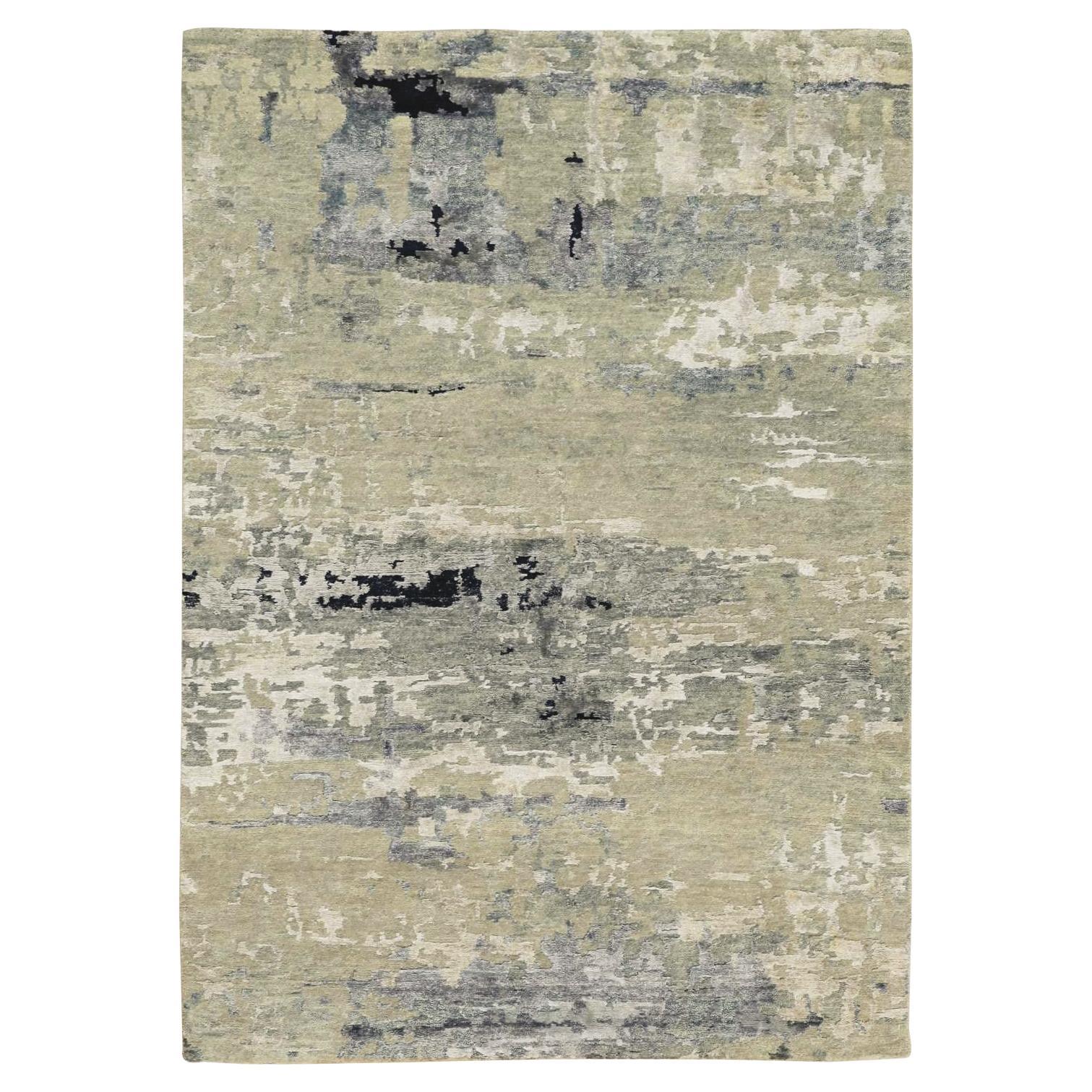 4
x6
 Argento, Blu Lana e Seta Tappeto moderno dal design astratto annodato a mano