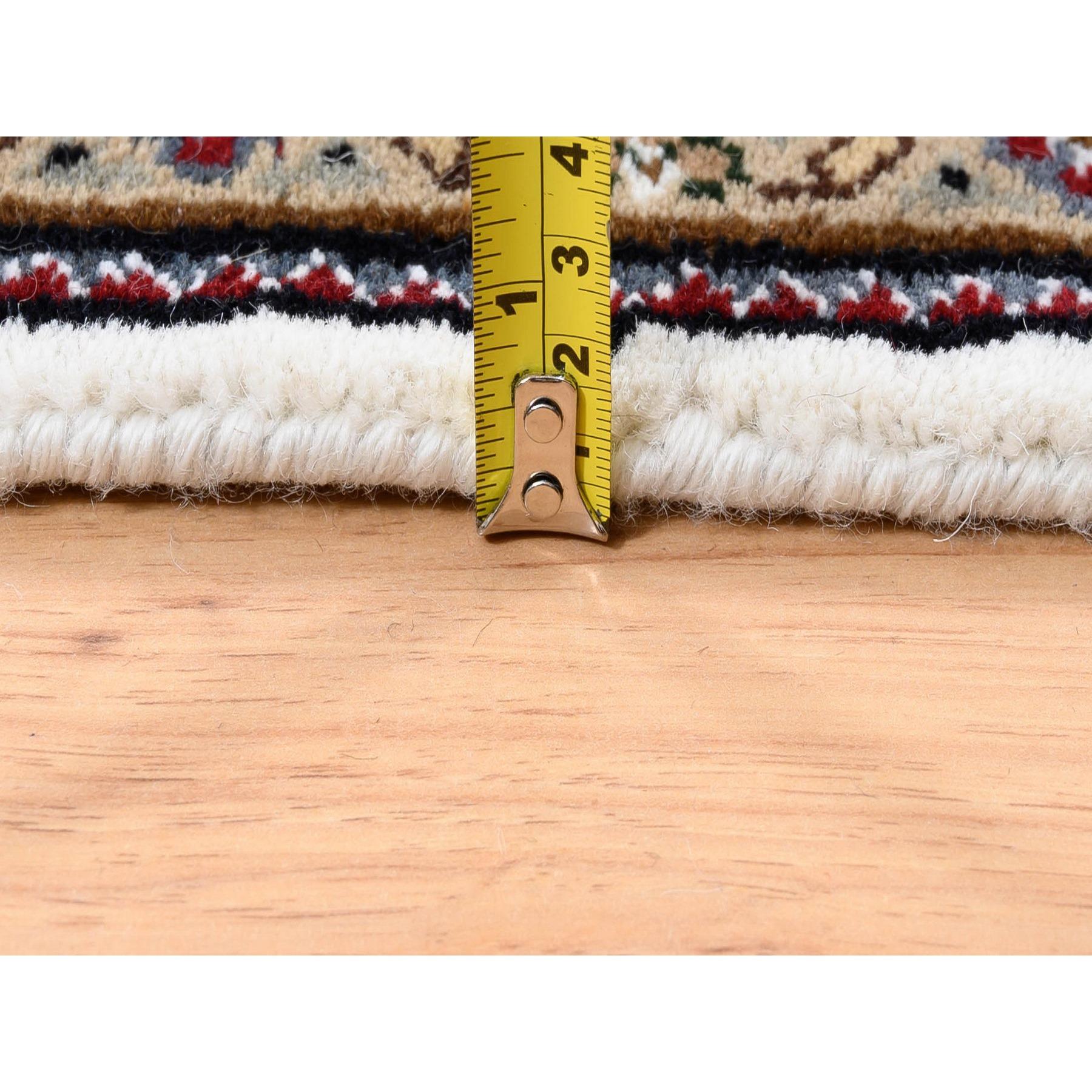 Soie 4'x6' Tabriz Mahi Fish Design Rugs Laine nouée à la main Ivoire en vente