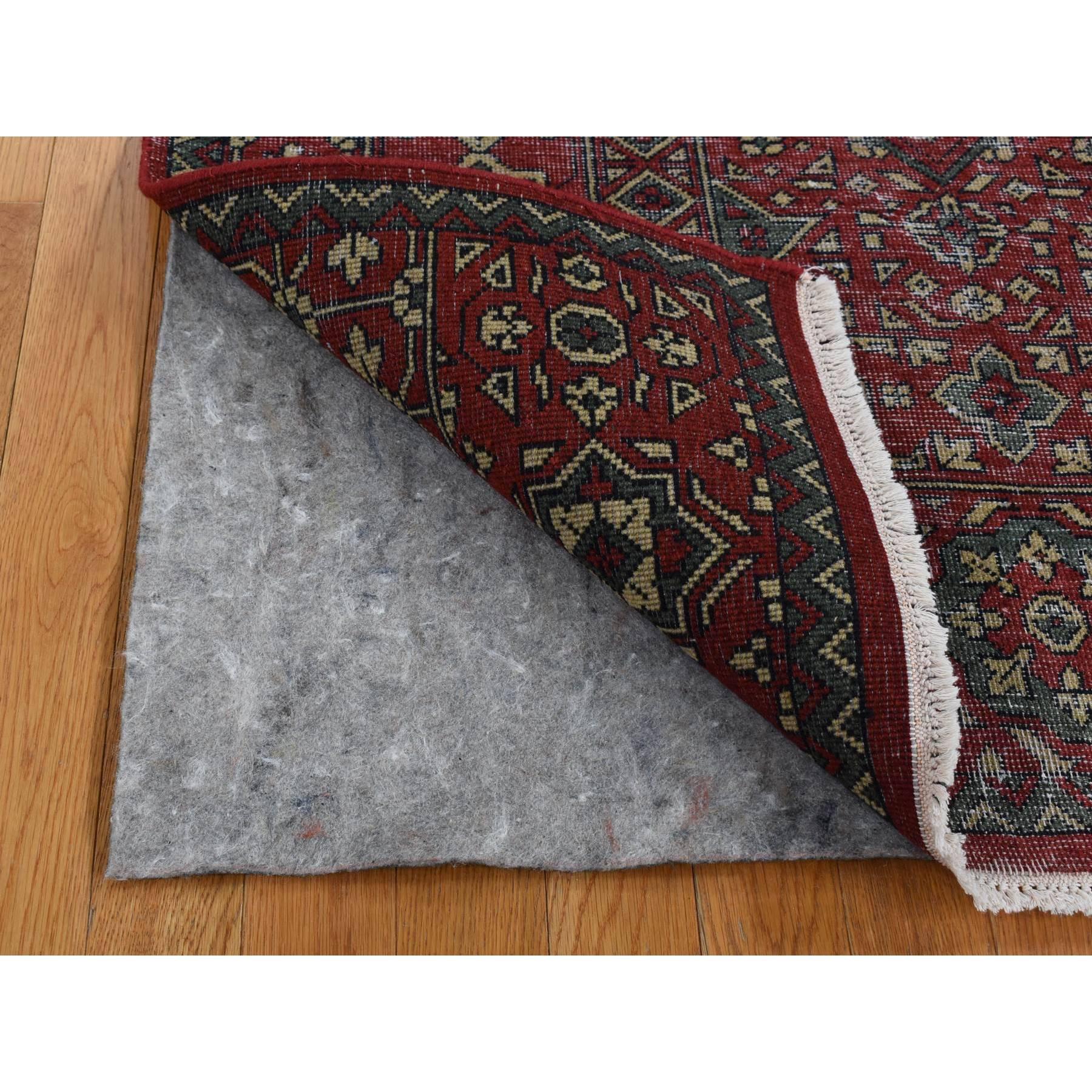 Alfombra anudada a mano de lana desgastada mameluca roja bermellón de 4'x6 Medieval en venta