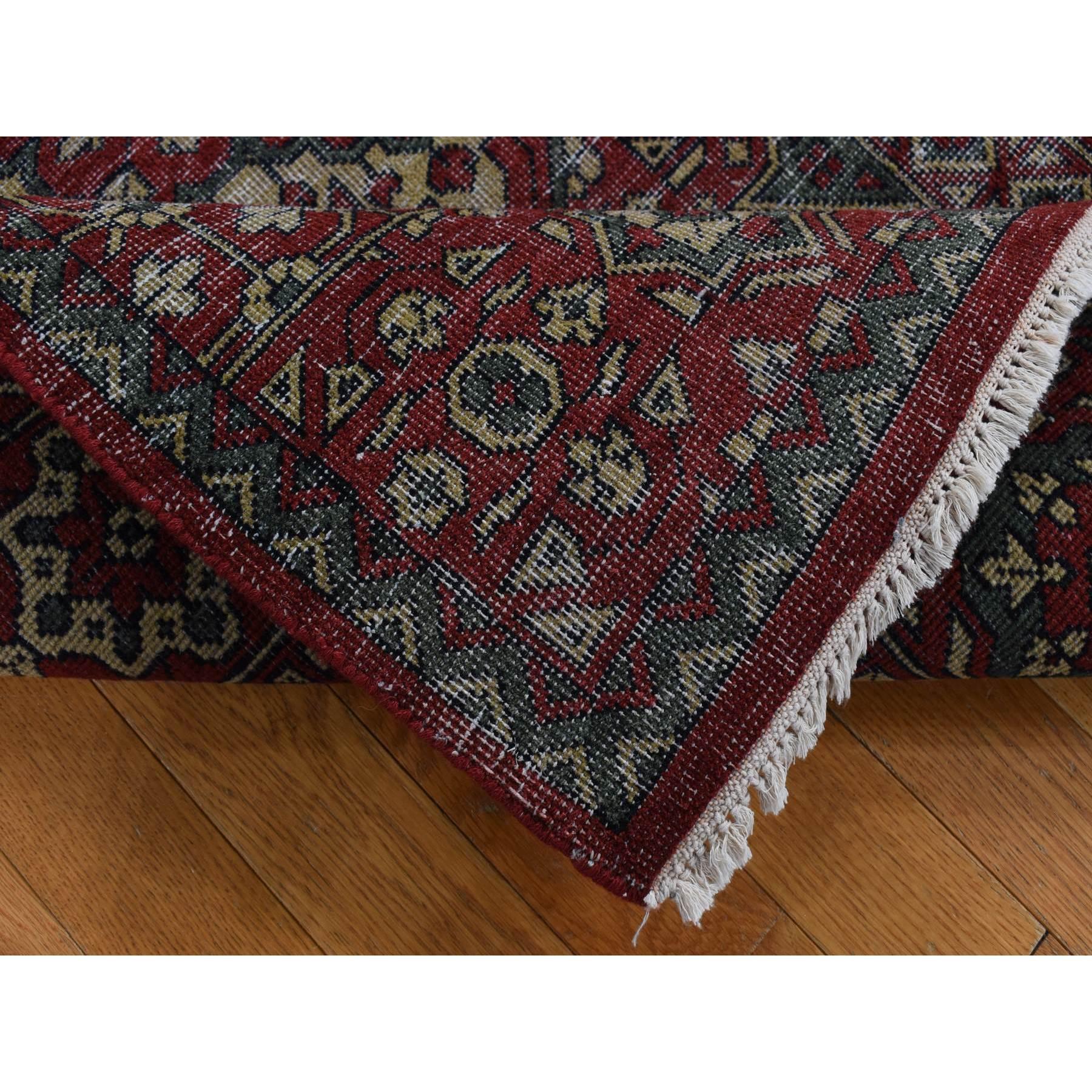 Alfombra anudada a mano de lana desgastada mameluca roja bermellón de 4'x6 Afgano en venta