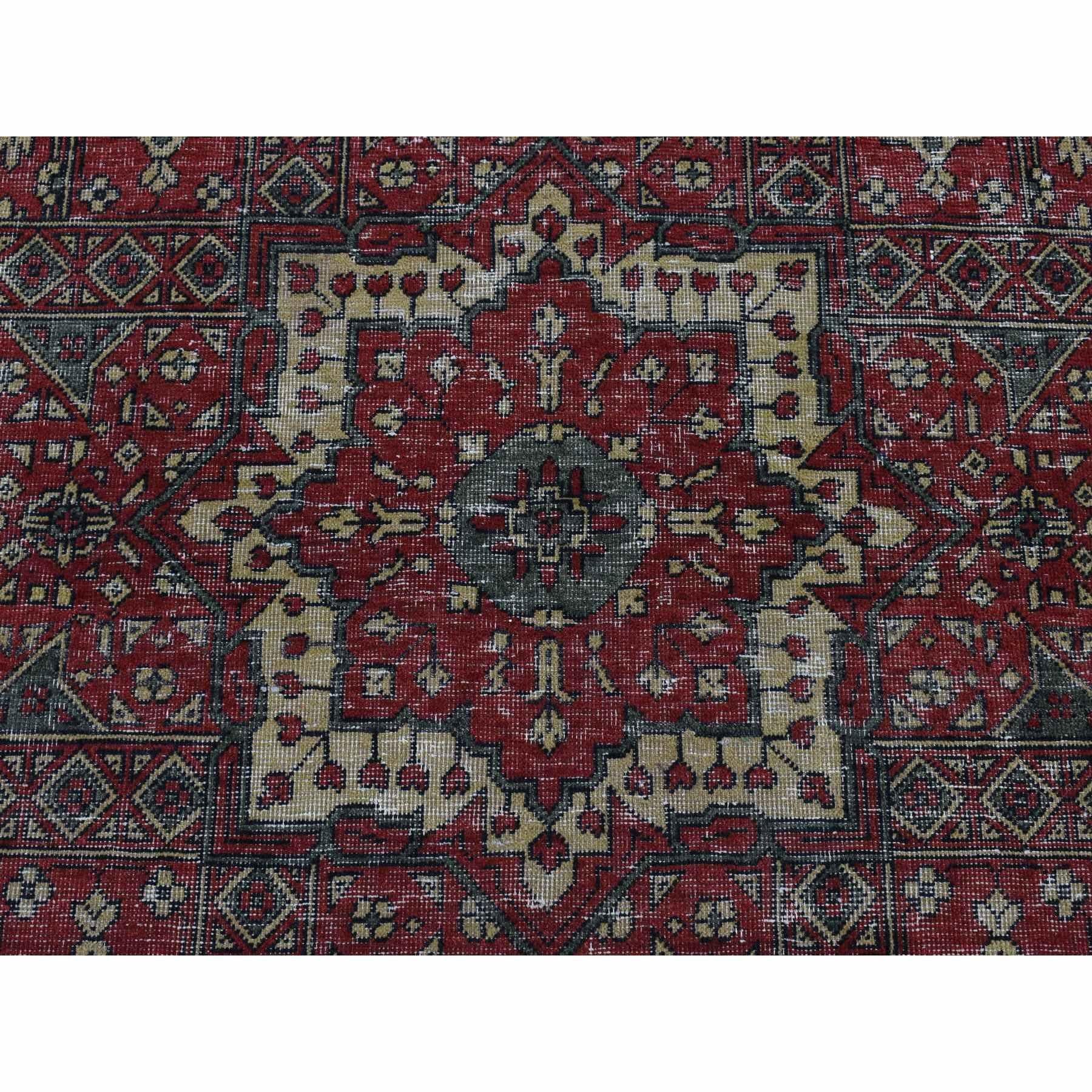 Alfombra anudada a mano de lana desgastada mameluca roja bermellón de 4'x6 en Nuevo estado para la venta en Carlstadt, NJ
