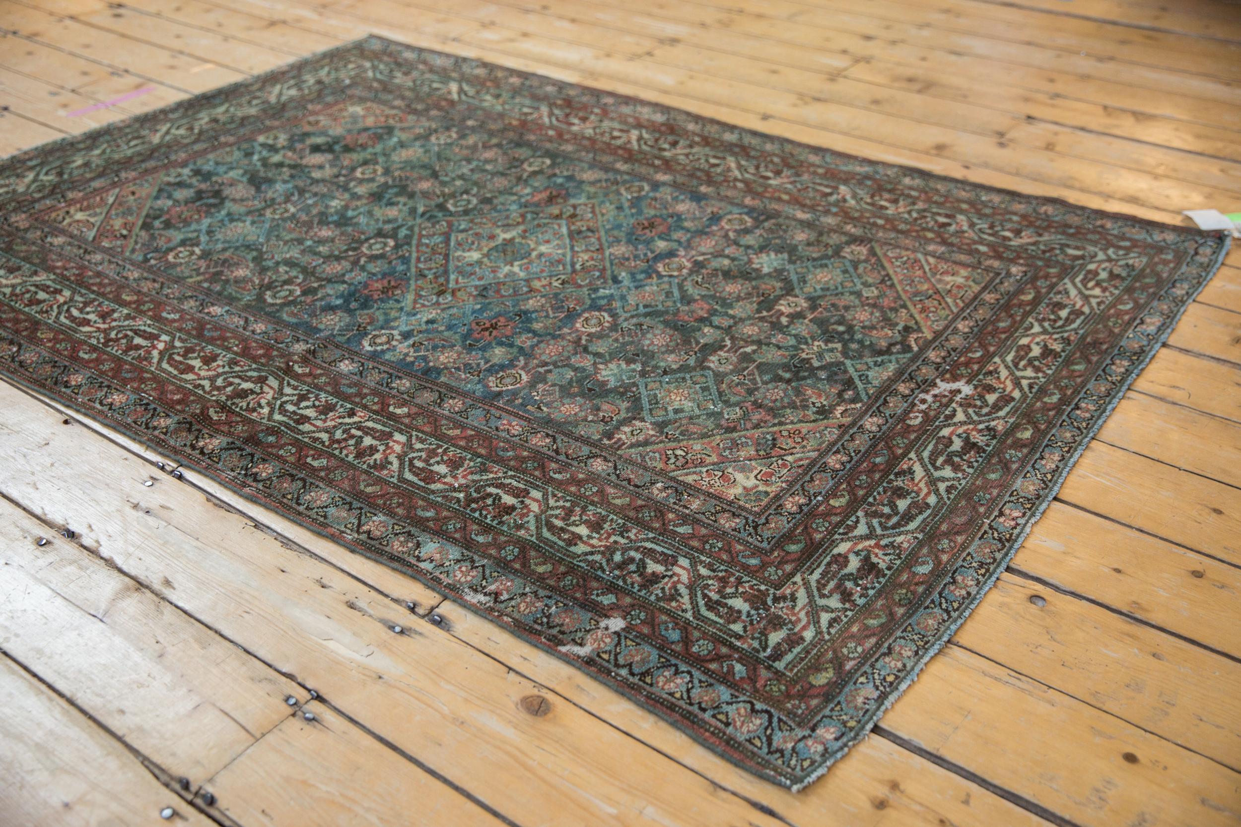 Hand-Knotted Vintage Distressed Malayer Rug  For Sale