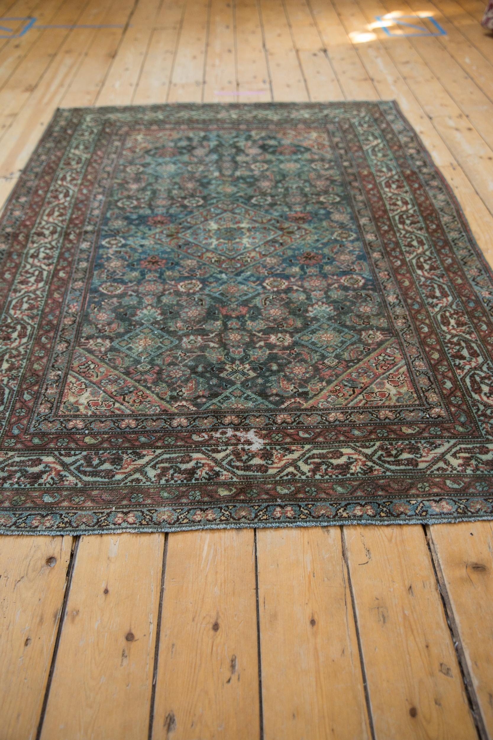 Vintage Distressed Malayer Rug  In Fair Condition For Sale In Katonah, NY