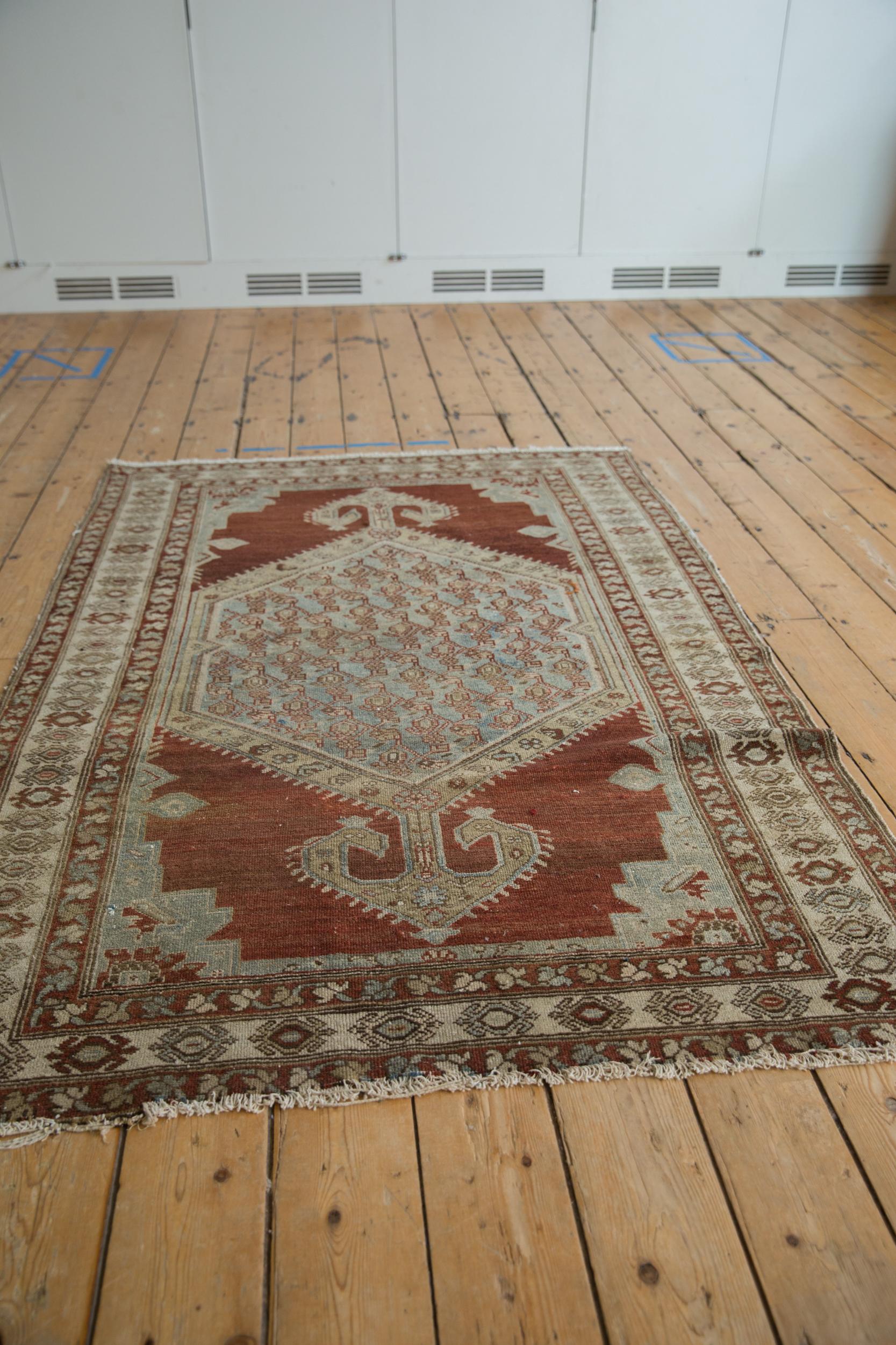 Wool Vintage Distressed Malayer Rug For Sale