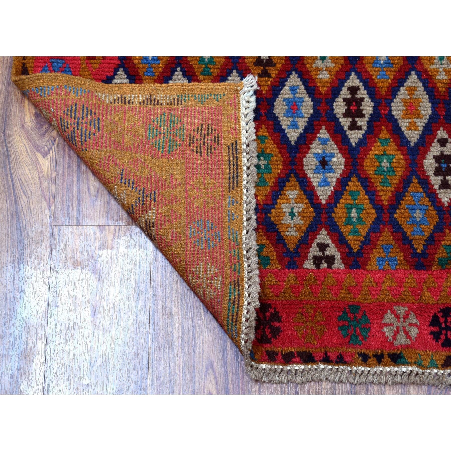 This is a truly genuine one-of-a-kind Blue All Over Design Colorful Afghan Baluch Hand Knotted Pure Wool Oriental Rug. It has been woven for months and months in the centuries-old Persian weaving craftsmanship techniques by expert artisans.
Primary