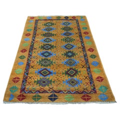 4'x6'1" Colorful Afghan Baluch Geometric Design Hand Knotted Wool Rug