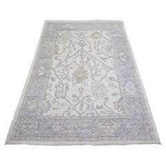 4'x6'1" Cream Color Afghan Angora Oushak Wool Hand knotted Oriental Rug