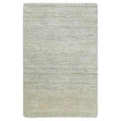4'x6'1" Laurel Grün Hand geknüpft Plain Solid Design reine Seide Orientteppich
